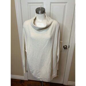 Free People Off White Ribbed Mock Cowl Neck Oversized Sweater, Size S